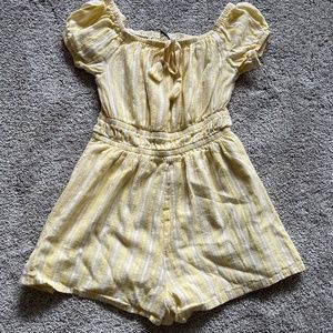 Women's American Eagle yellow & white striped romper